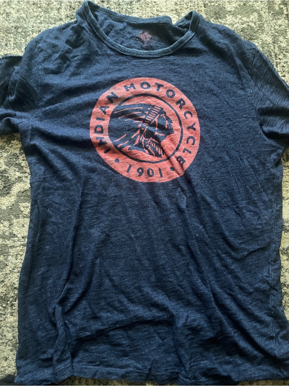 Indian Motorcycle/Lucky Brand Men’s Navy Blue Short Sleeve Logo Tee